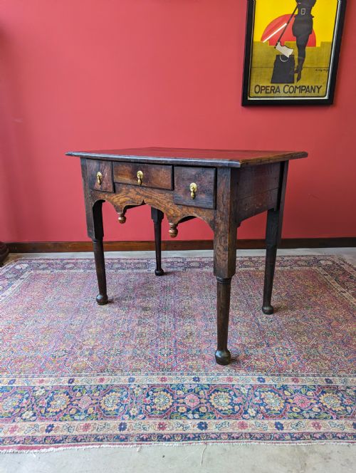 Antique Early 20th Century Oak Lowboy Side Table