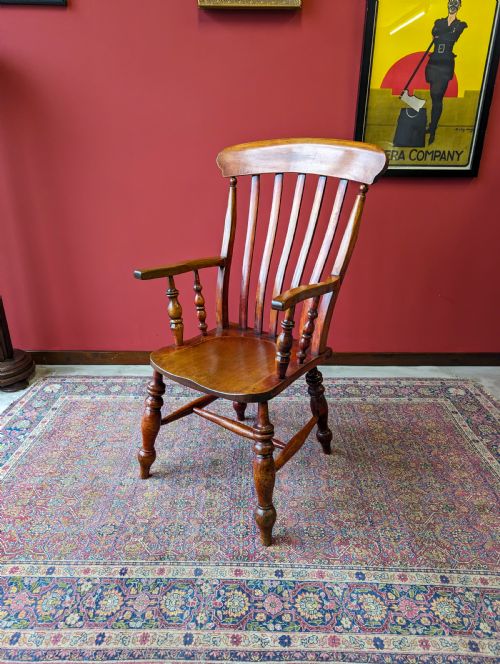 Antique 19th Century Elm & Beech Lath-back Windsor Chair