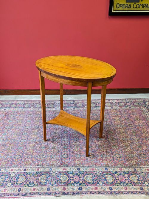 Antique Edwardian Yew Oval Occasional Table