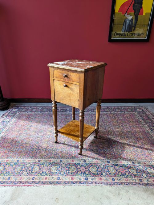 Antique 19th Century French Marble Topped Bedside Pot Cupboard