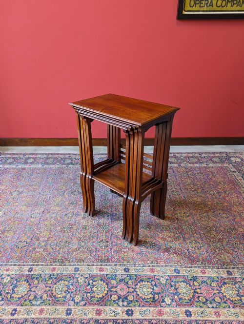 Antique Edwardian Inlaid Mahogany Quartetto Nest of Tables