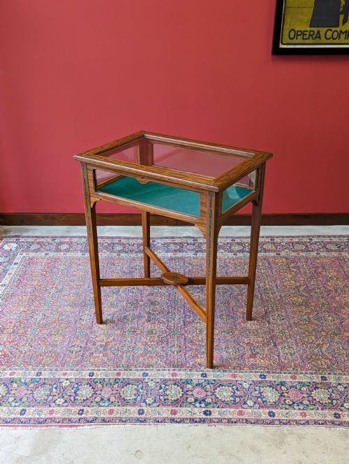 Antique Victorian Satinwood Bijouterie Table / Vitrine