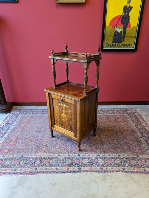 Antique Edwardian Inlaid Rosewood Purdonium / Coal Store