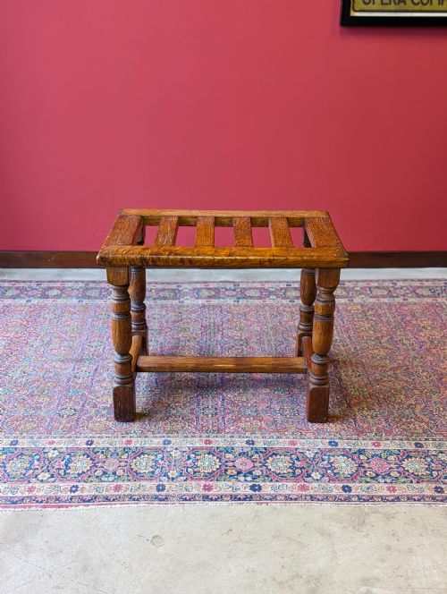 fig 1. Antique Oak Luggage Stand by Howard & Sons