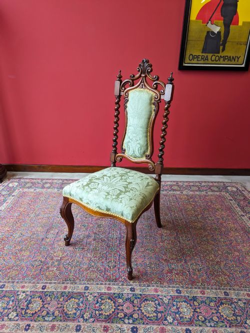 Antique Victorian Mahogany Upholstered Hall Chair