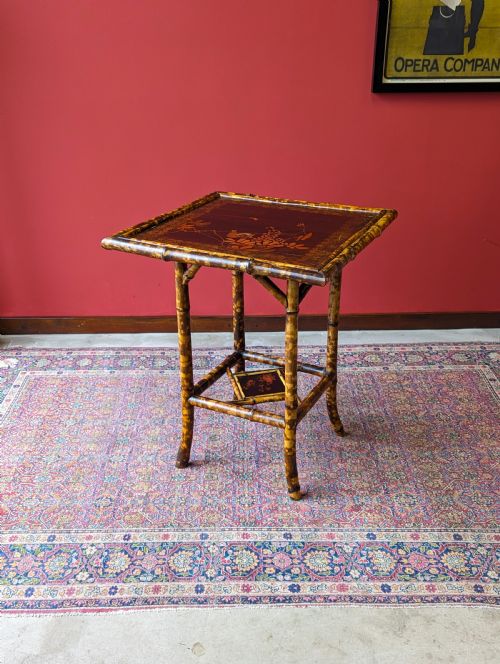 Antique Victorian Original Lacquer Bamboo Occasional Table