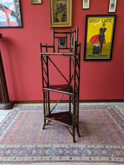 Antique Victorian Bamboo Three Tier Stand
