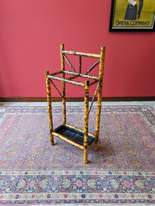 Antique Victorian Arts & Crafts Bamboo Stick Stand