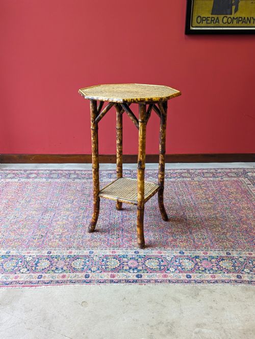 Antique Victorian Octagonal Topped Bamboo Occasional Table