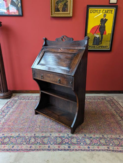 Antique Early 20th Century Oak Bureau Bookcase / Students Desk