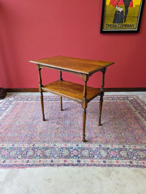 Antique Early 20th Century Oak Two Tier Side Table