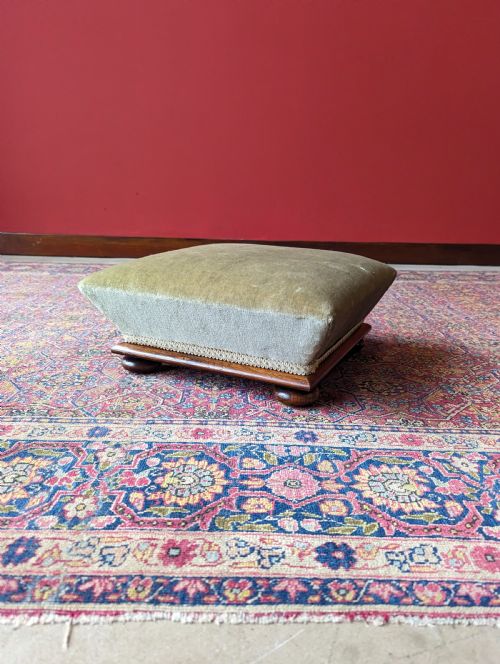 Antique Victorian Mahogany Upholstered Footstool