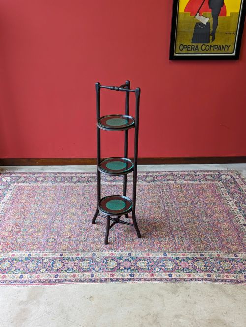 Antique Edwardian Mahogany Three Tier Cake Stand / Plant Stand