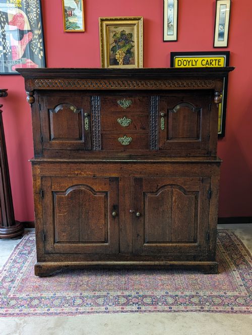 fig 1. Antique 18th Century Welsh Oak Court Cupboard / Didarn