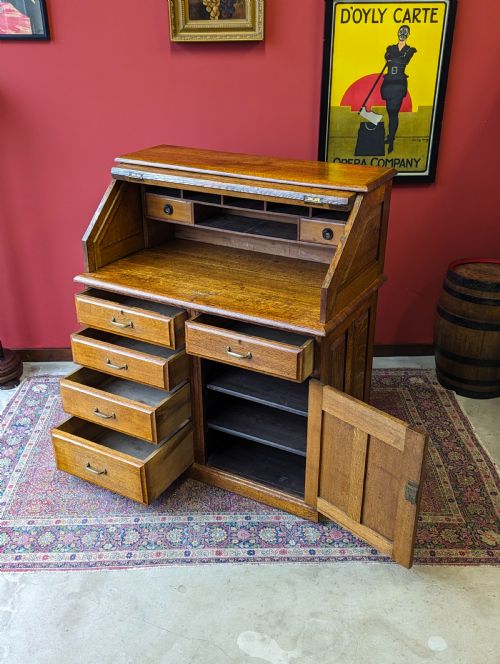 ANTIQUE INDUSTRIAL FOLD TOP DESK CIRCA 1900 - ADDITIONAL PHOTO 2