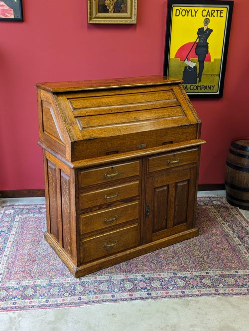 ANTIQUE INDUSTRIAL FOLD TOP DESK CIRCA 1900 - ADDITIONAL PHOTO 3