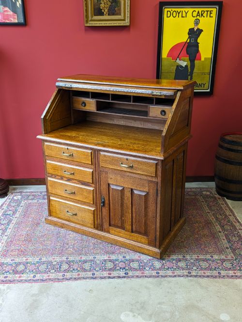 ANTIQUE INDUSTRIAL FOLD TOP DESK CIRCA 1900 - ADDITIONAL PHOTO 4