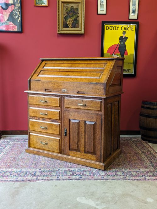 ANTIQUE INDUSTRIAL FOLD TOP DESK CIRCA 1900 - ADDITIONAL PHOTO 5