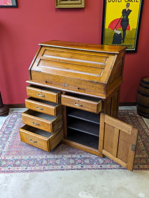 ANTIQUE INDUSTRIAL FOLD TOP DESK CIRCA 1900 - ADDITIONAL PHOTO 8