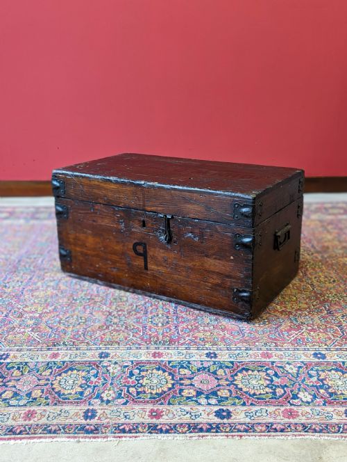 Antique Early 20th Century Pine Military Chest