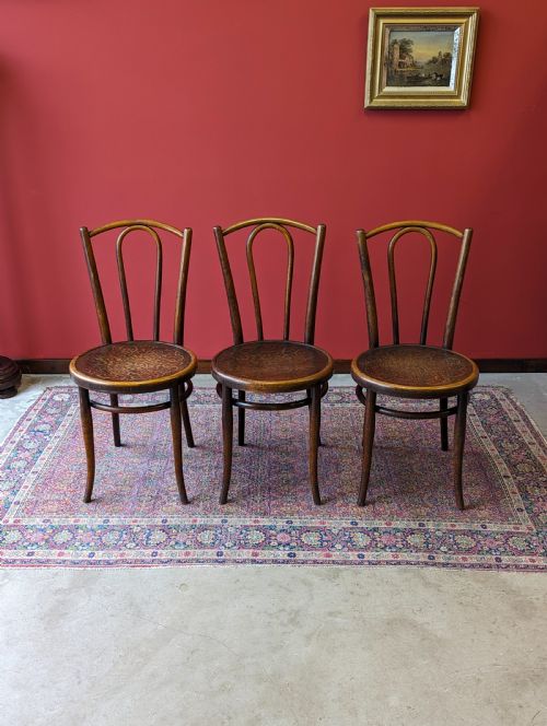 Set of Three Early 20th Century Thonet Bentwood Bistro Chairs