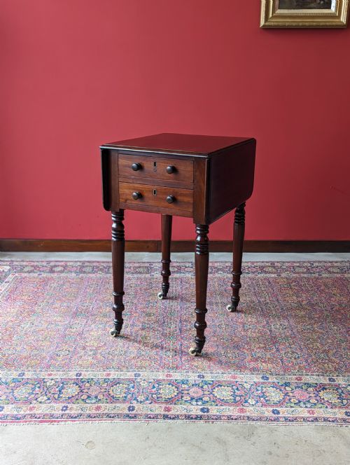 Antique Mid 19th Century Mahogany Drop Leaf Work Table / Pembroke Table