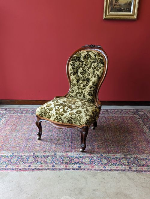 Antique Victorian Carved Walnut Occasional Chair