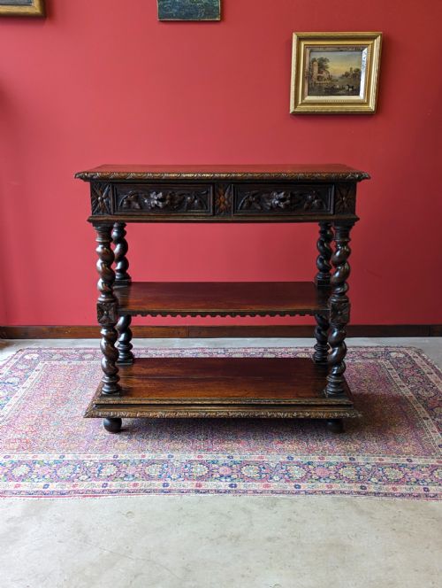 fig 1. Antique Victorian Carved Oak Buffet / Tiered Side Table