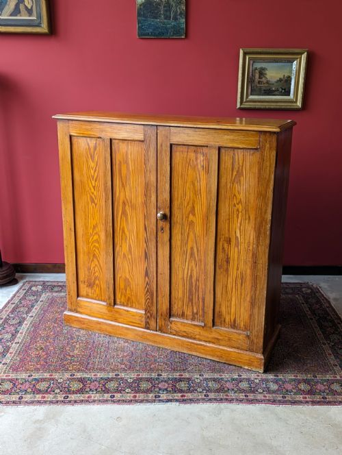 Antique Early 20th Century Pine Closed Bookcase Cupboard