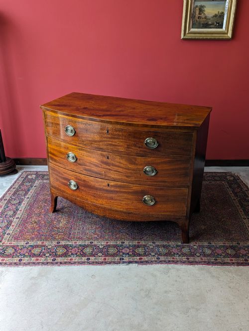 Antique Early 19th Century Mahogany Bow Front Chest of Drawers