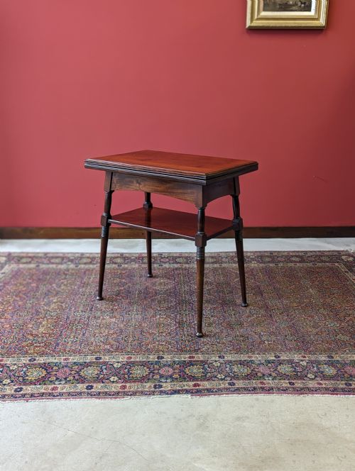 Antique Arts & Crafts Mahogany Fold Over Card Table