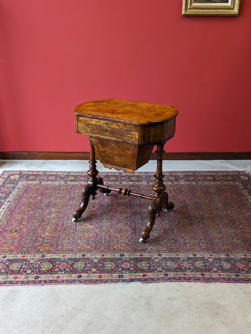 Antique Early Victorian Walnut Writing Table / Sewing Table