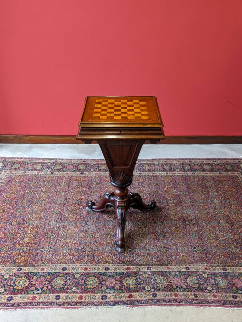 fig 1. Antique Victorian Mahogany Games Table / Chess Table