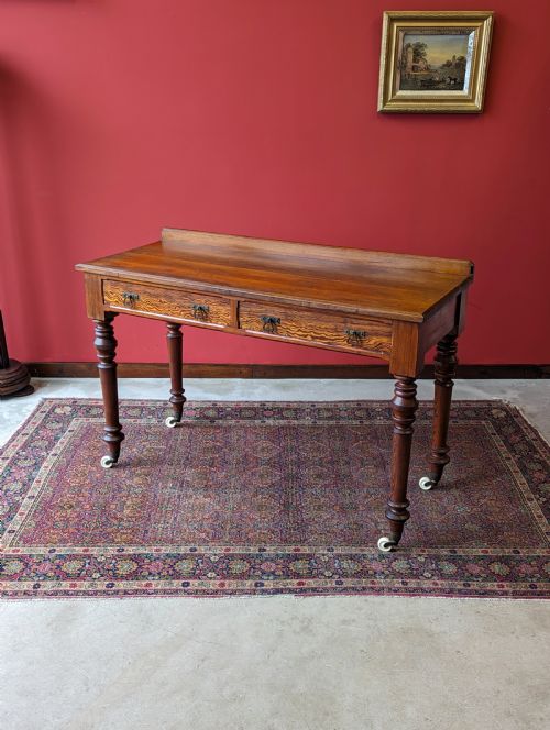 Antique Victorian Pitch Pine Aesthetic Movement Writing Table / Desk