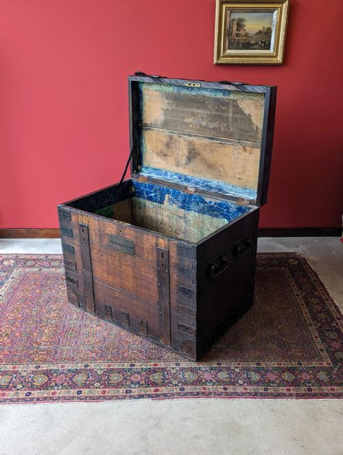 fig 2. Antique Victorian Iron Bound Oak Silver Chest of ‘Frank’ Greswolde-Williams