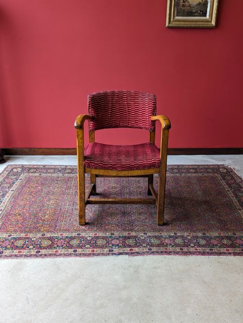 fig 1. Antique Arts & Crafts Oak Desk Chair / Office Chair