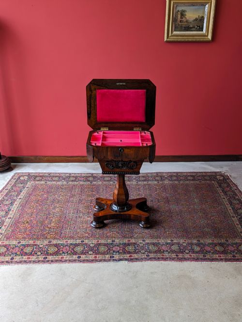 Antique Early Victorian Rosewood Sewing Table / Work Table