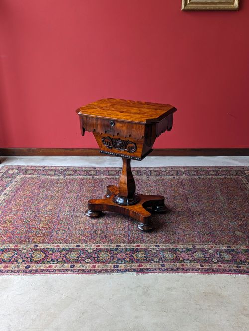 fig 1. Antique Early Victorian Rosewood Sewing Table / Work Table