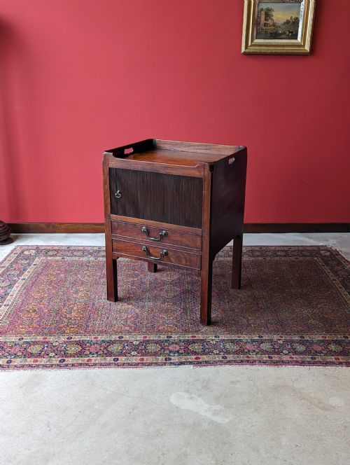 Antique Georgian Mahogany Tambour Bedside