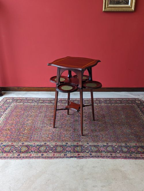 Antique Art Nouveau Edwardian Mahogany Occasional Table with Cake Stand / Plant Stand
