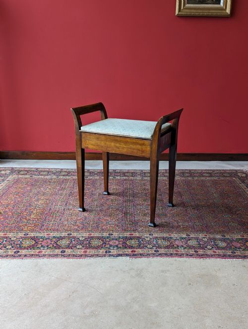 Antique Victorian Mahogany Piano Stool with Storage