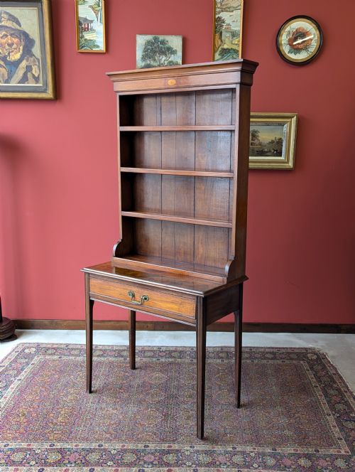 Antique Victorian Mahogany Writing Table Desk with Bookcase