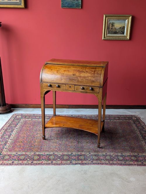 Antique Edwardian Mahogany Cylinder Writing Bureau Desk