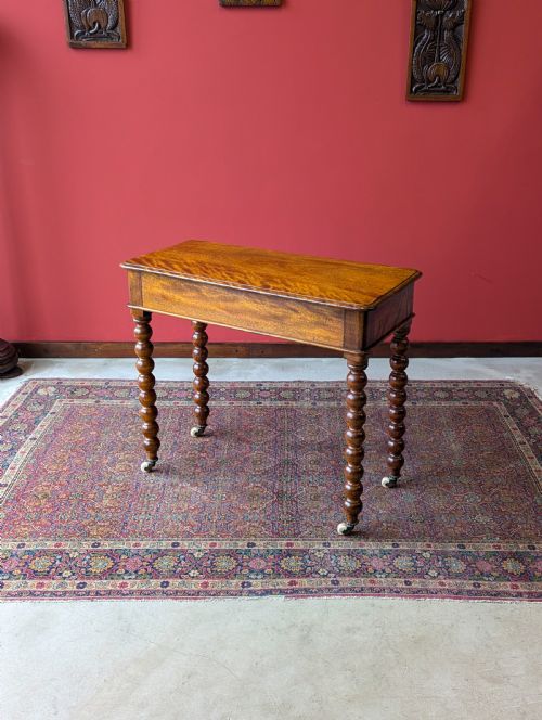 Antique 19th Century Beech Bobbin Side Table with Drawer
