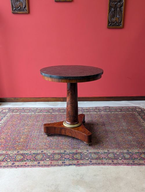 Antique 19th Century Circular Marble Topped Mahogany French Empire Table