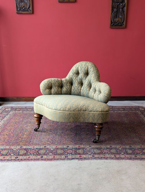 Antique 19th Century Mahogany Upholstered Easy Chair