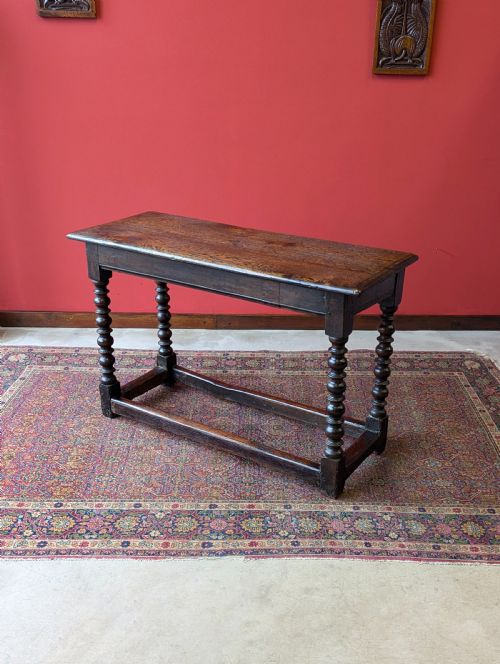 Antique 18th Century Oak Bobbin Side Table
