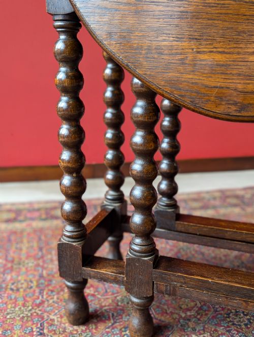 ANTIQUE EARLY 20TH CENTURY BOBBIN LEG DROP LEAF OCCASIONAL TABLE - ADDITIONAL PHOTO 4