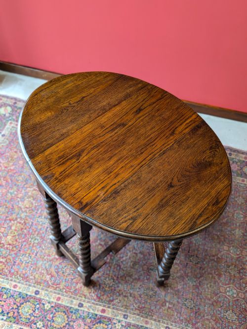 ANTIQUE EARLY 20TH CENTURY BOBBIN LEG DROP LEAF OCCASIONAL TABLE - ADDITIONAL PHOTO 6