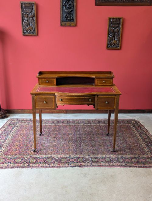 fig 1. Antique Edwardian Mahogany Red Leather Writing Desk